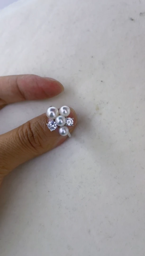 海水珍珠戒指银S925镶嵌戒指5-6