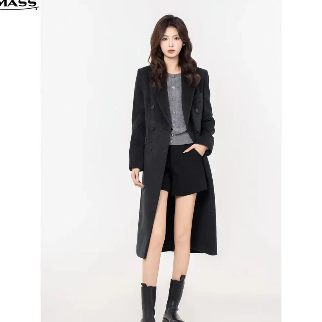 AMASS/阿玛施女装修身毛呢外套长款中长款设计师秋季意式5400810