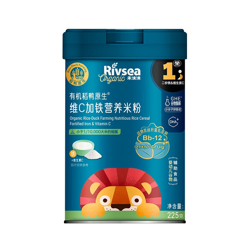 禾泱泱稻鸭原生营养锌钙米粉米糊宝宝辅食维C维D新老包装混发225g