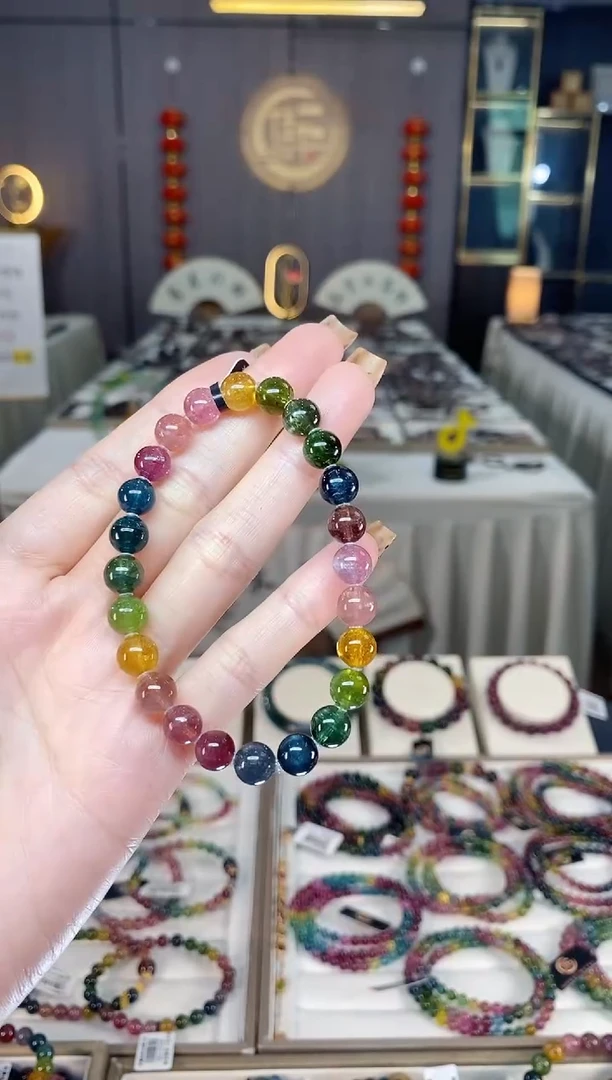未镶嵌老矿碧玺彩虹单圈手串7mm+碧玺dan多样性发货一条