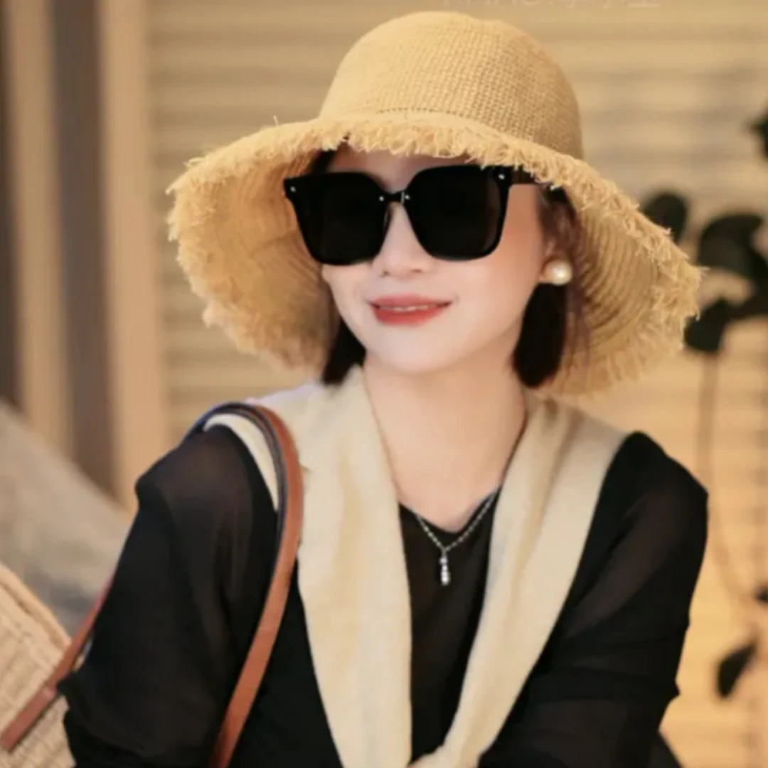 极简~度假风海边渔夫帽草帽女夏季出游沙滩拍照百搭遮阳防晒帽子