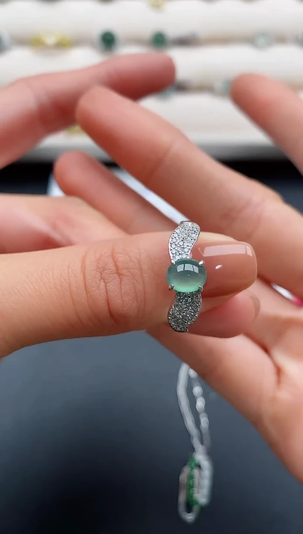 银S925镶嵌戒指翡翠3333333+8