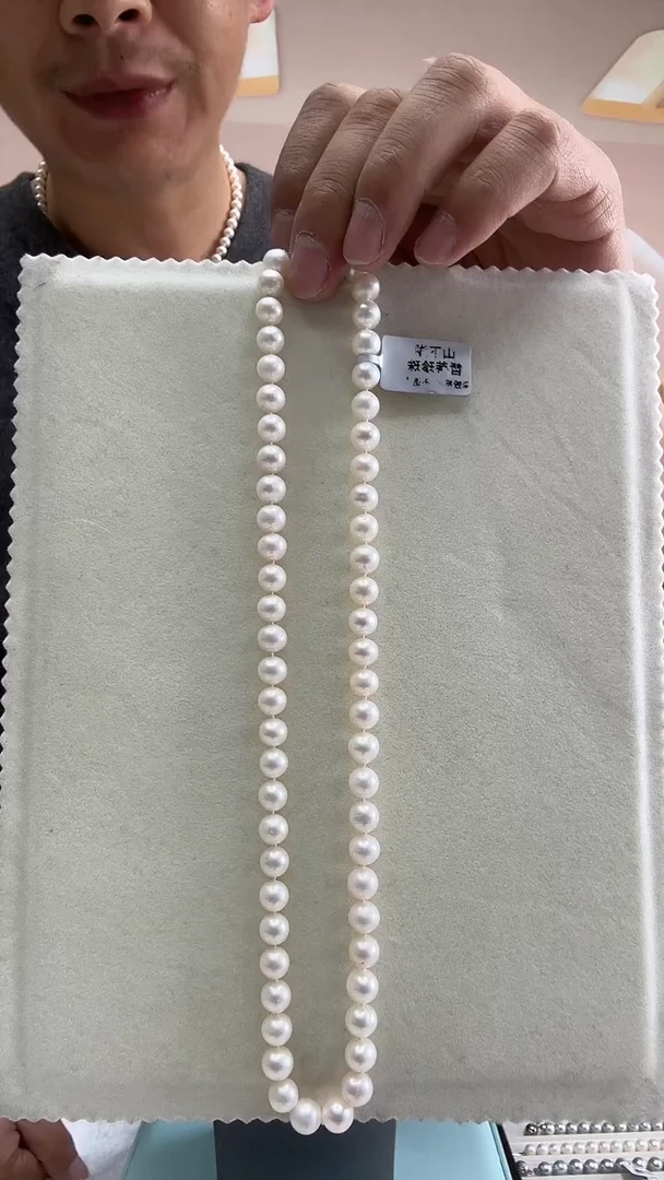 颈饰银S925镶嵌淡水珍珠7-8mm珍珠项链