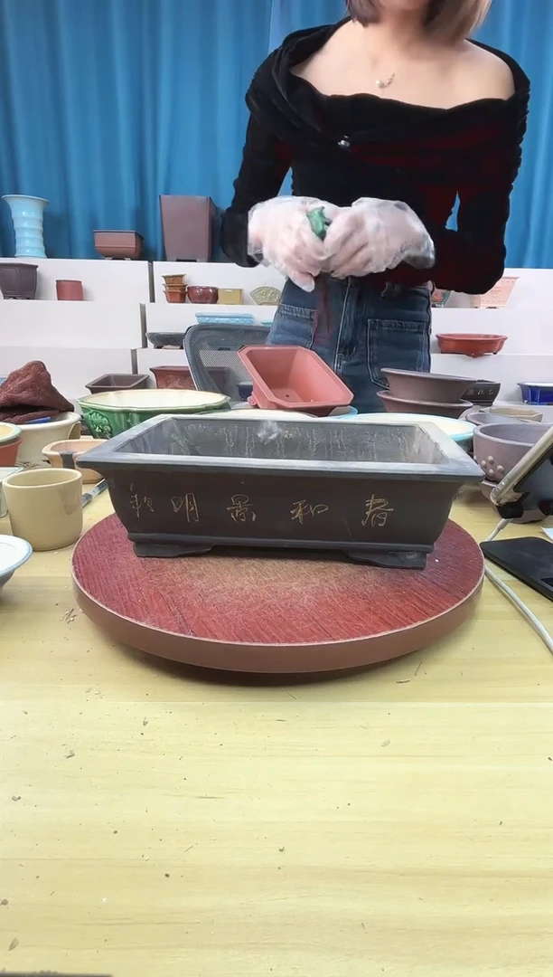 紫砂花盆浅草紫砂花盆微瑕