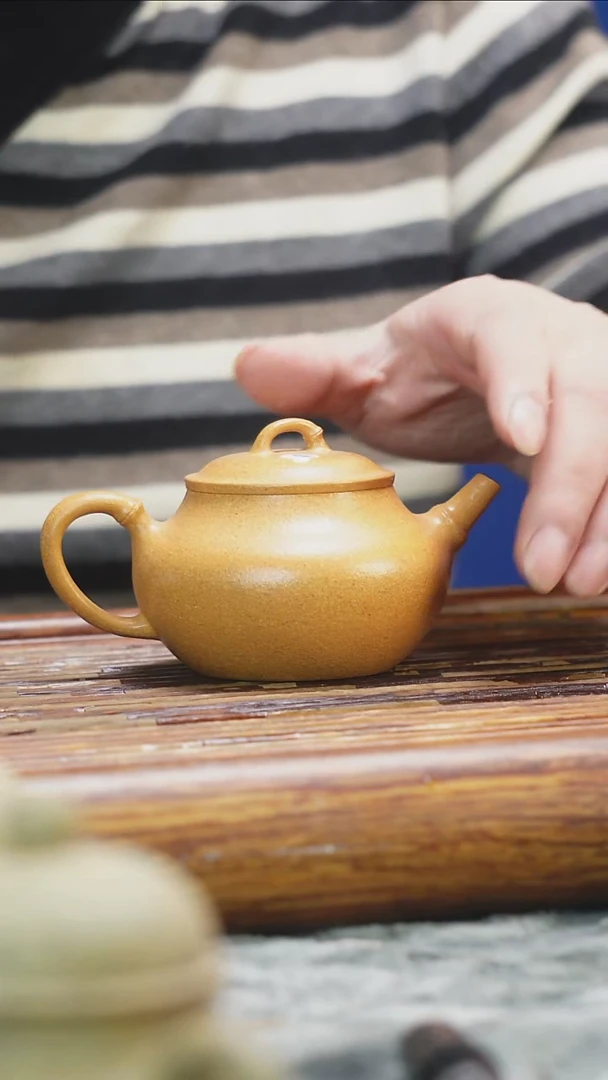 茶壶紫砂老档口黄金段柴烧竹节小潘壶