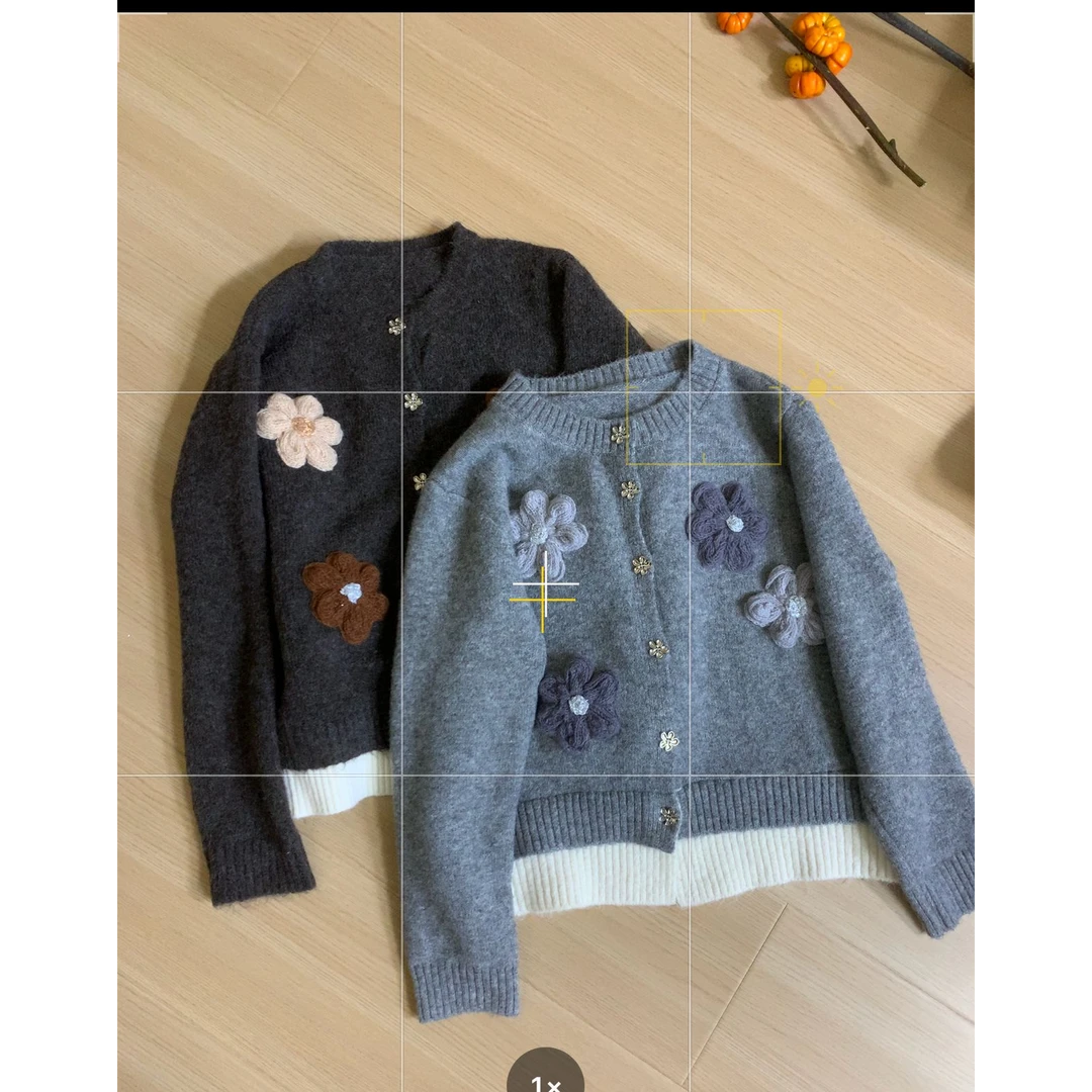 繁华~立体花朵温暖拼色毛衣不可机洗