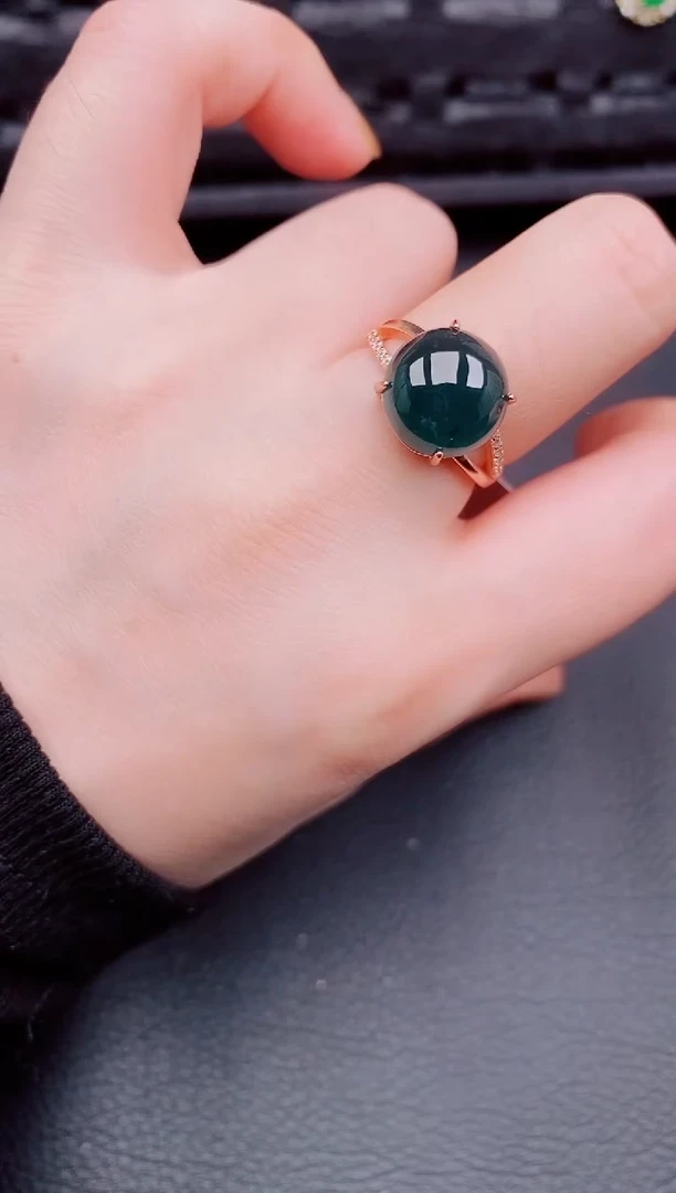 【闪购商品】翡翠戒指银S925镶嵌天然a货翡翠272