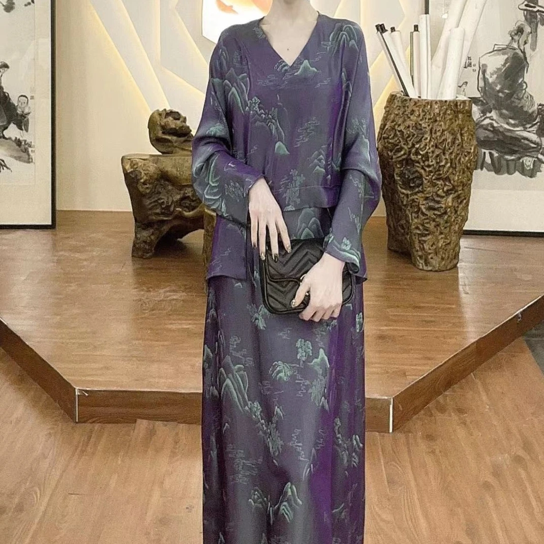 【东方颖秀】2025夏季国风古法鎏金宋锦刺绣连衣裙 L0160