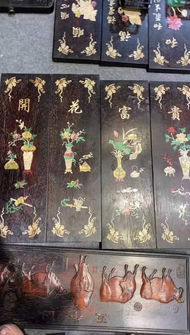 香榧木紫檀拆件雕刻板以直播间实物为准微瑕老物件