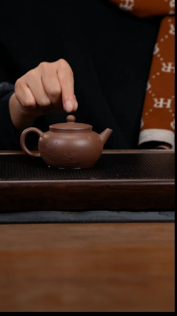 茶壶紫砂180cc黄龙山原矿百年老紫泥平盖莲子24