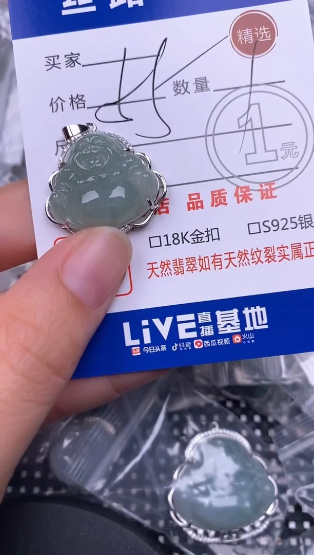 颈饰银S925镶嵌翡翠挂件