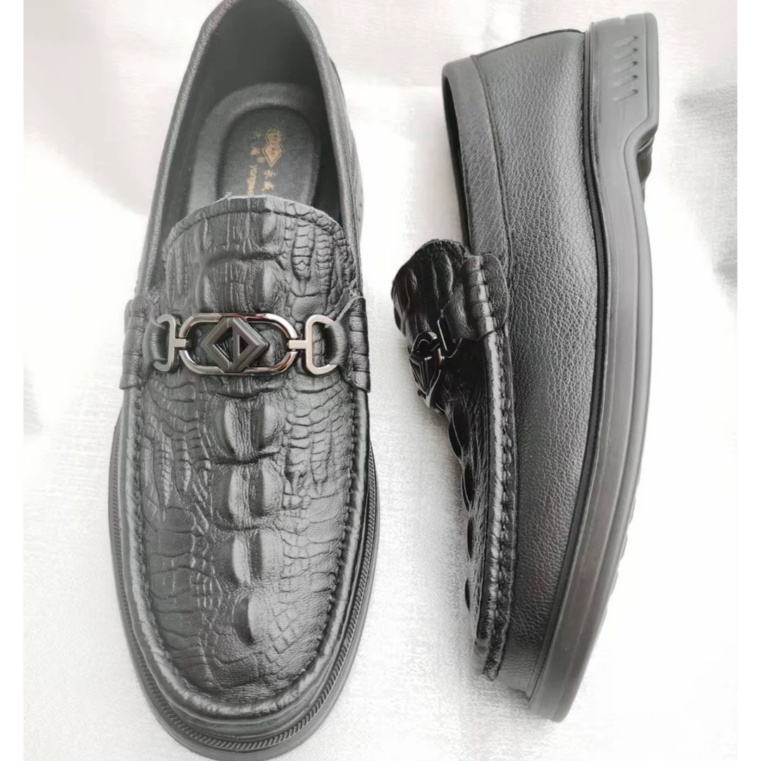 永威河南永威皮鞋扎线皮鞋聚氨酯鞋底真皮休闲真皮豆豆鞋舒适