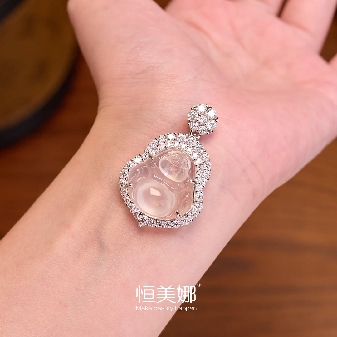恒美娜 吊坠925银莫桑石 泼天的富贵佛公单吊坠不含链镶嵌轻女士