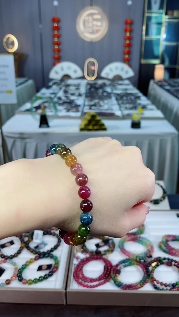 未镶嵌老矿碧玺色标单圈手串8mm+碧玺dan多样性发货一条