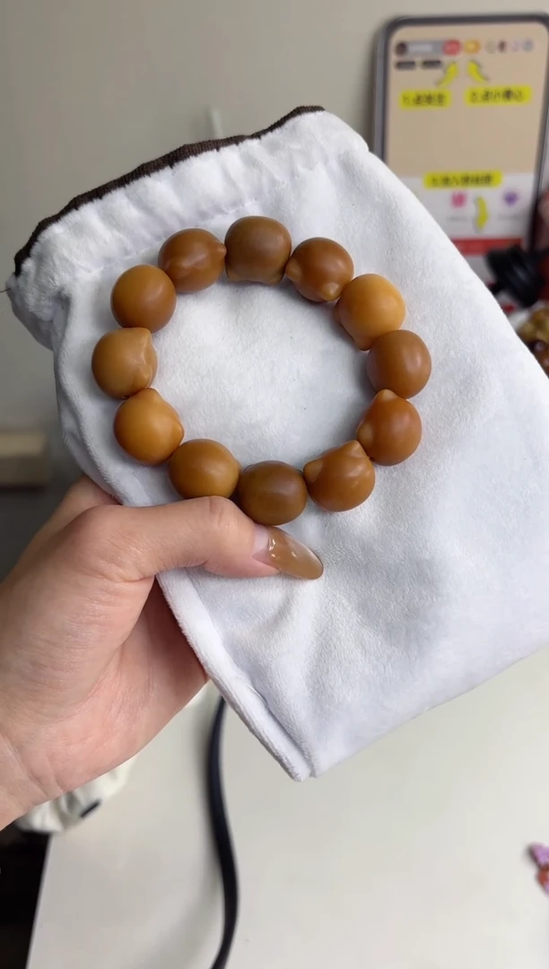 手串菩提根/象牙果沐t07干磨横孔猫猫头18*20mm手串（现穿）