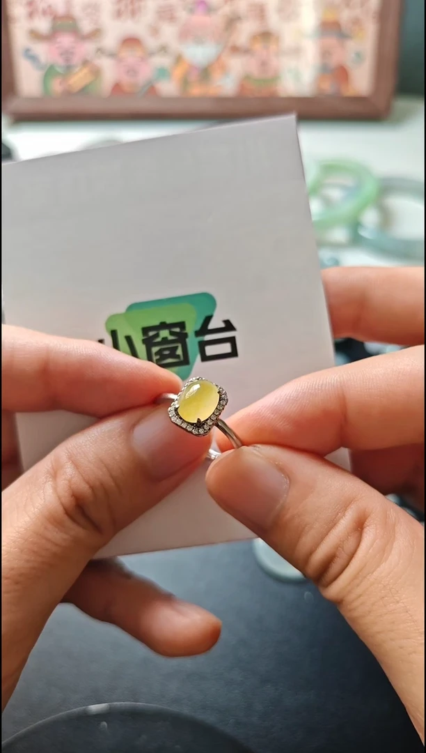 银S925镶嵌戒指翡翠翡翠戒指S925银镶嵌