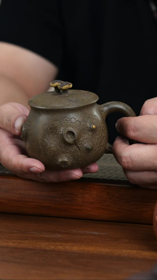 茶杯紫砂原矿麒麟段泥树桩供春盖杯
