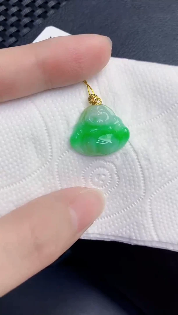 颈饰18K金镶嵌翡翠天然翡翠缅甸A货