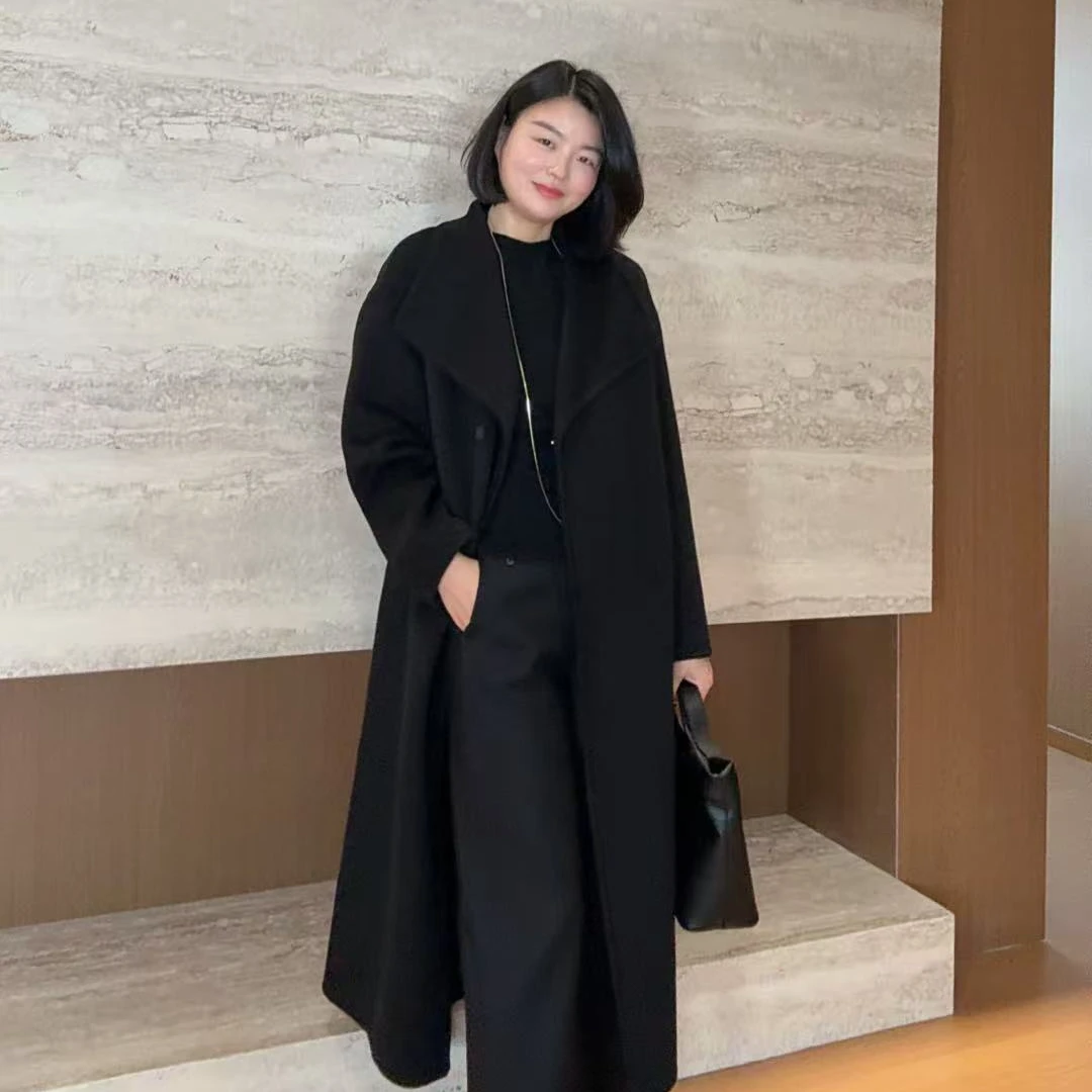 TANTAN 气质显瘦秋冬中长款宽松毛呢大衣外套3044