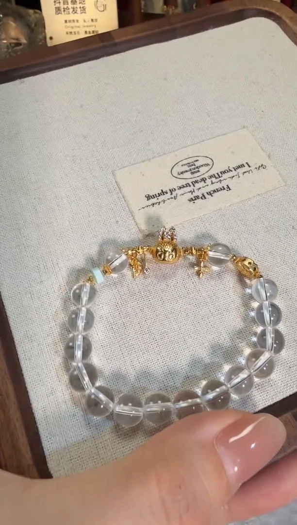 【闪购商品】水晶手链银S925镶嵌白水晶拉布布