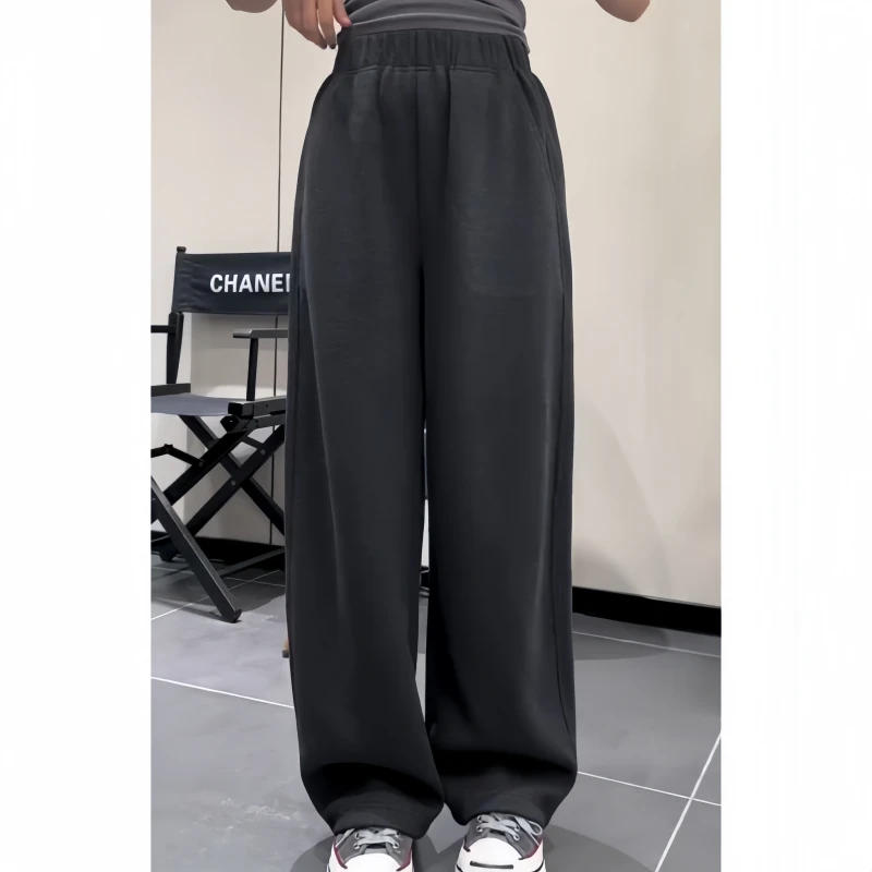 秋冬季高级感简约百搭裤子高腰休闲裤大码女装舒适宽松时尚阔腿裤