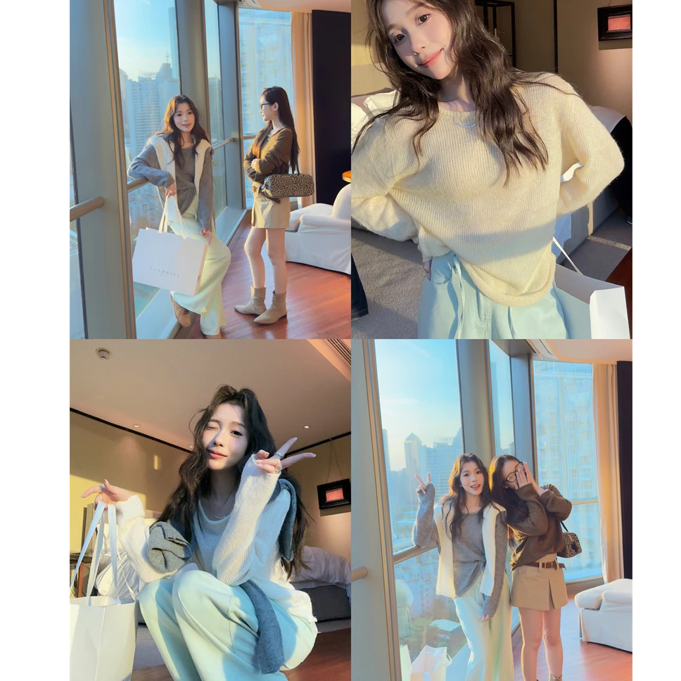 YPP!【软糯小毛衫】早秋氛围感穿搭宽松慵懒复古针织衫显瘦上衣