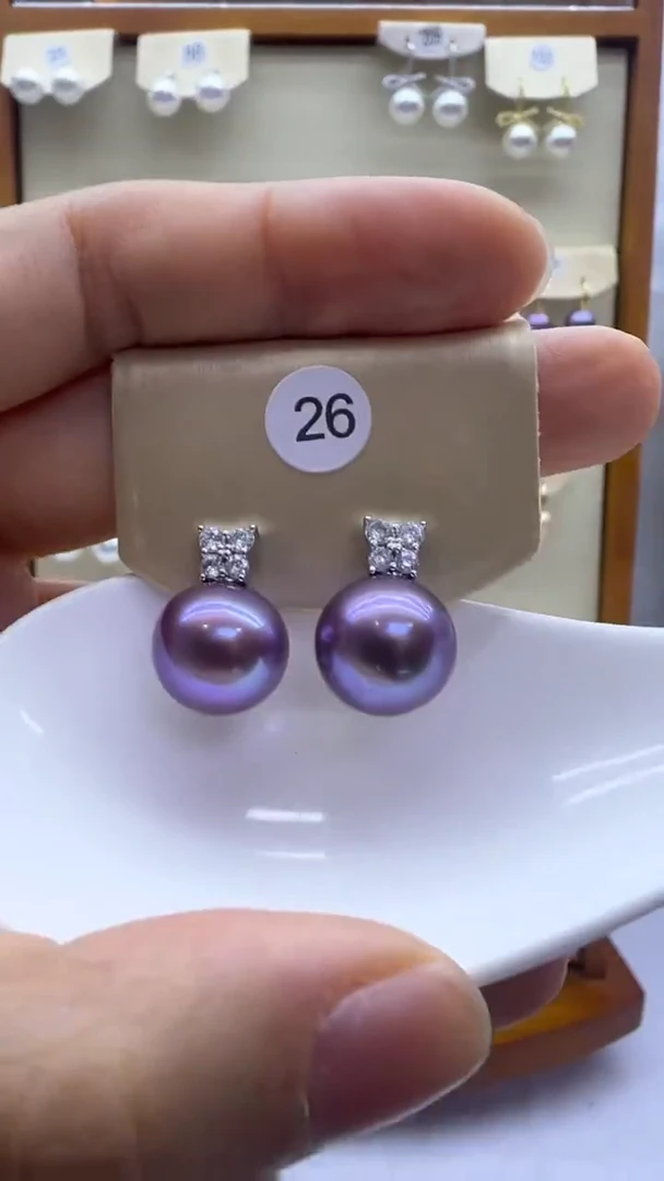 银S925镶嵌耳饰淡水珍珠26