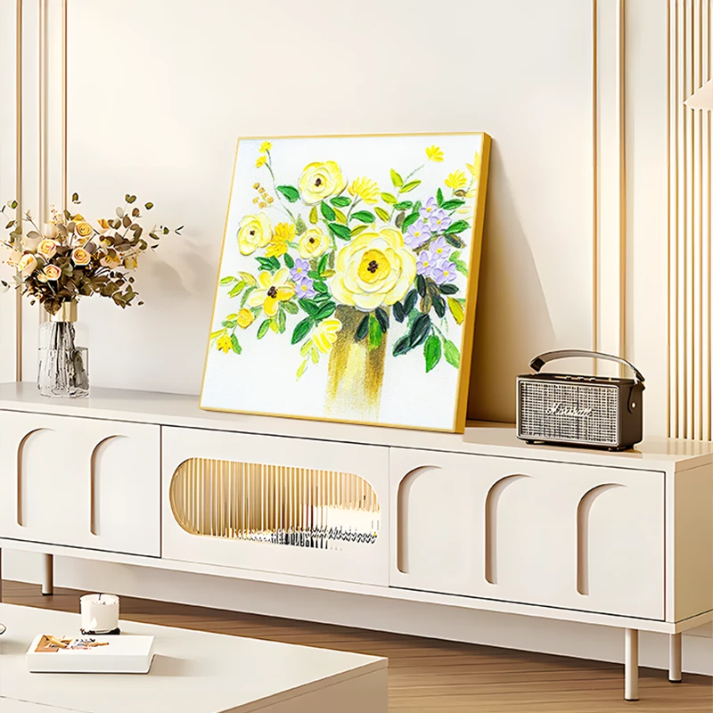 轻奢现代奶油风餐厅装饰画饭厅挂画小清新餐桌背景墙挂画花6060