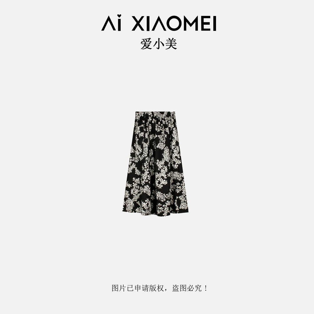 法式高腰纯棉印花碎花半身裙赫本风气质百搭2025夏新款裙子BQ-219
