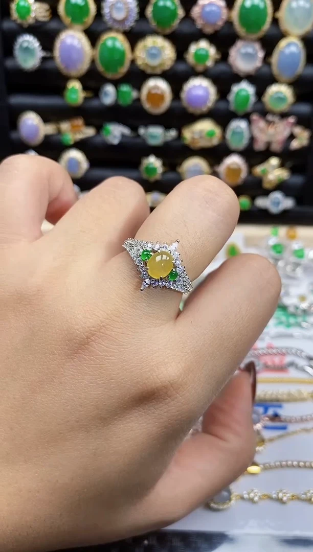 银S925镶嵌戒指翡翠5113