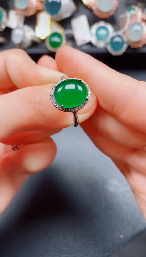 银S925镶嵌戒指翡翠翡翠