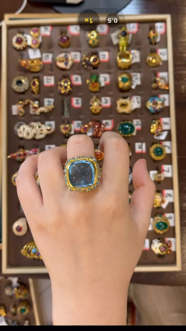 石英石铁合金秋**瑟宝宝的大卡蓝戒指 不退换