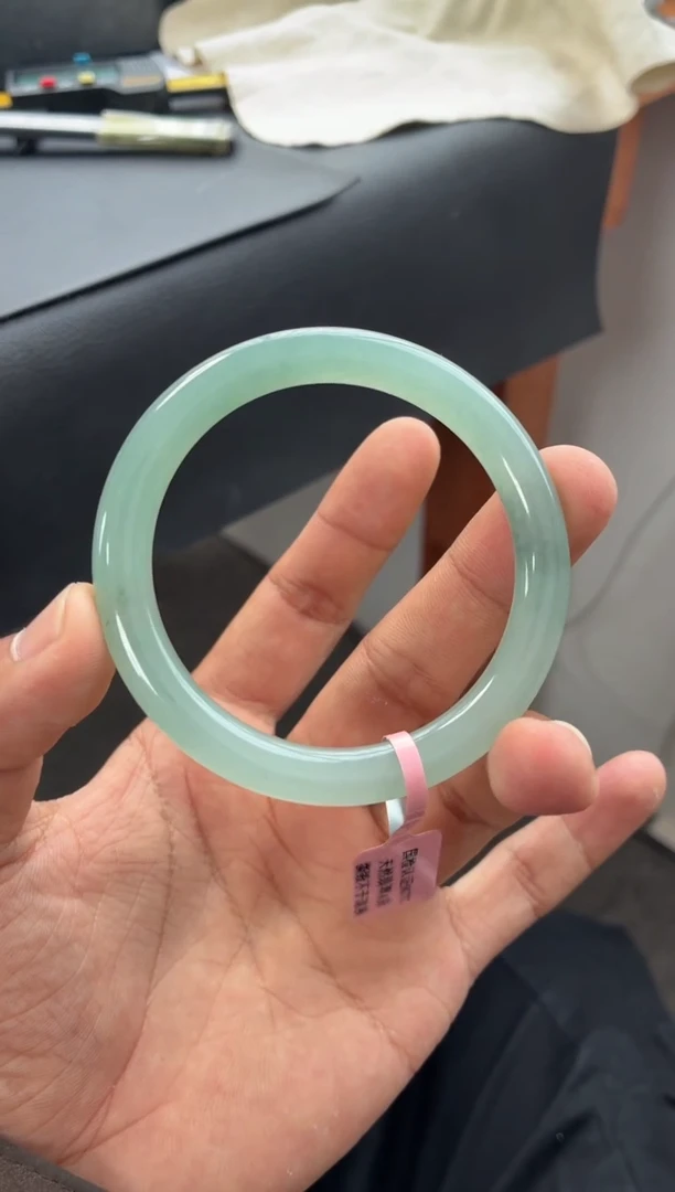 未镶嵌手镯翡翠细腻糯冰冰胶润半山水 17号 圆条 53-54正圈