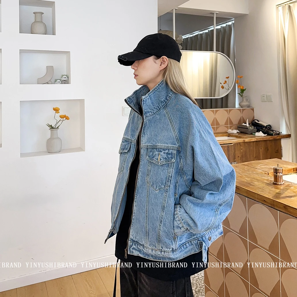 美式复古水洗做旧小众解构短款牛仔夹克cleanfit重磅水洗廓版外套