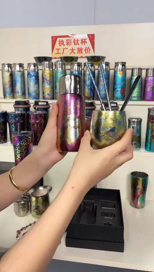 纯钛tp 350ml小猫+1双筷子+勺子+金蛋杯