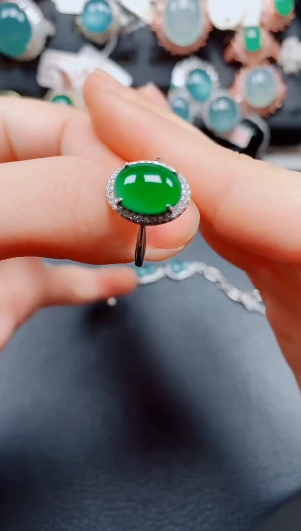 银S925镶嵌戒指翡翠翡翠