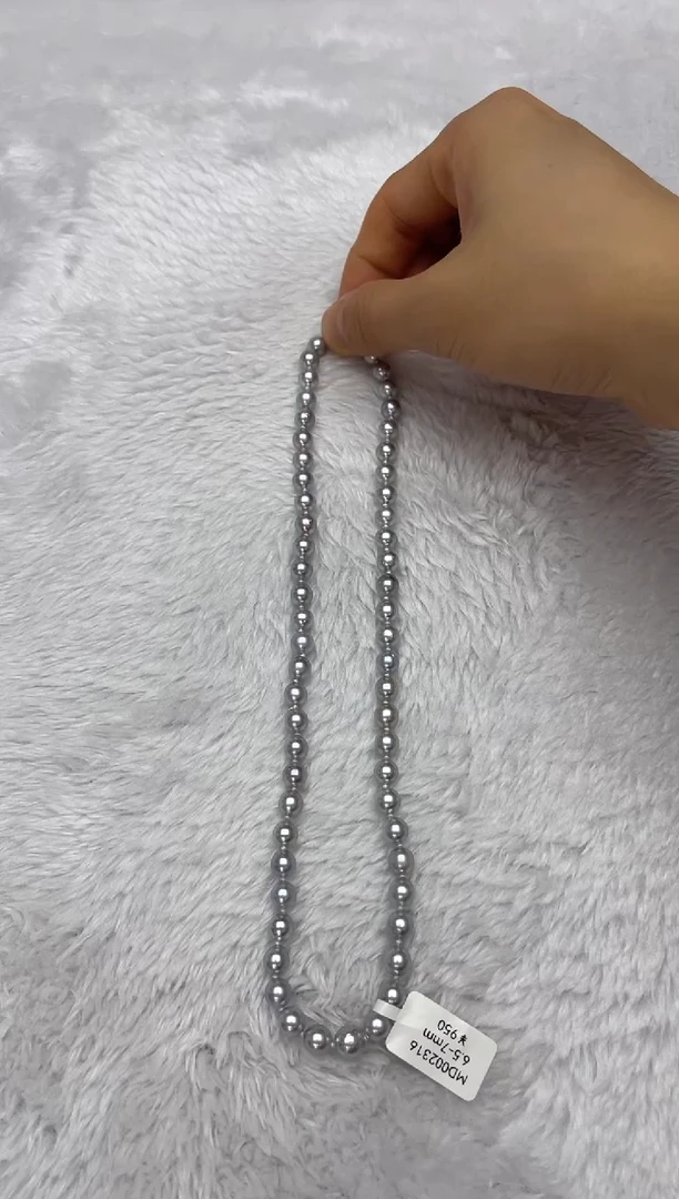 项链银S925镶嵌海水珍珠AK真多麻6.5-7mm