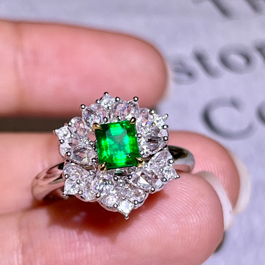 18K金阿富汗潘杰希尔沃顿绿祖母绿戒指/吊坠不含链日常复古