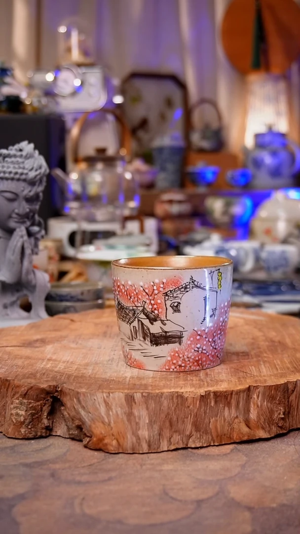 杯子朱口手工手绘手工手绘