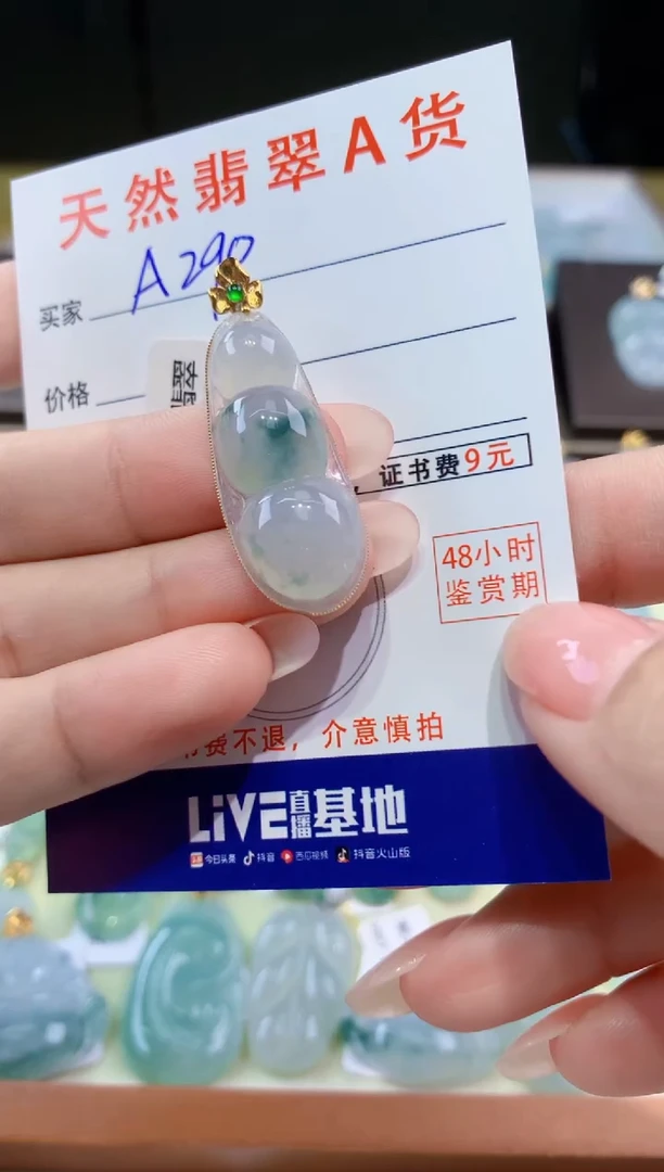 颈饰18K金镶嵌翡翠天然翡翠A货挂件
