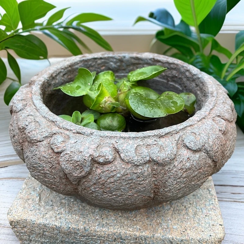 中式花园复古仿石南瓜形花盆创意景观盆景茶室家居办公室石头摆件