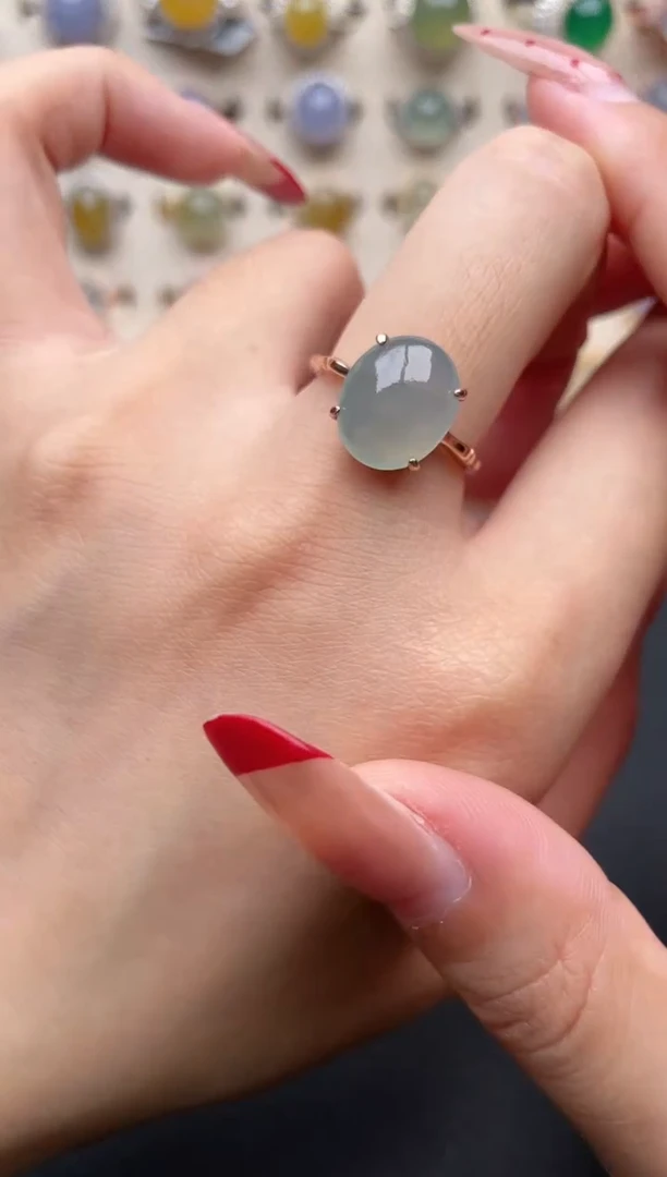 【闪购商品】翡翠戒指银S925镶嵌一物一证一礼盒