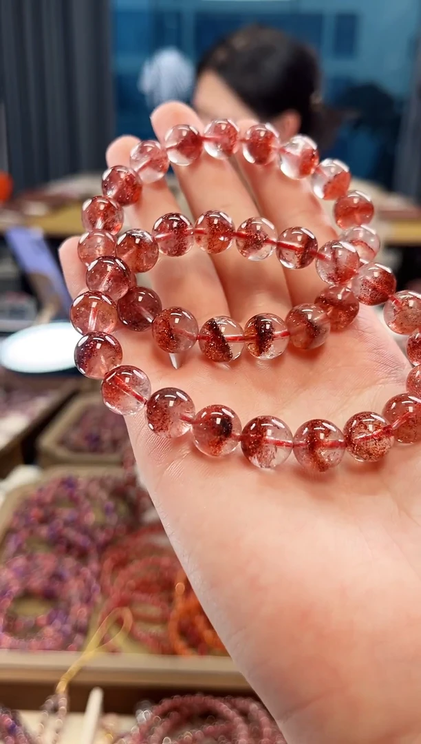 未镶嵌手串水晶金草莓超七单圈手串10mm【多样性发一】