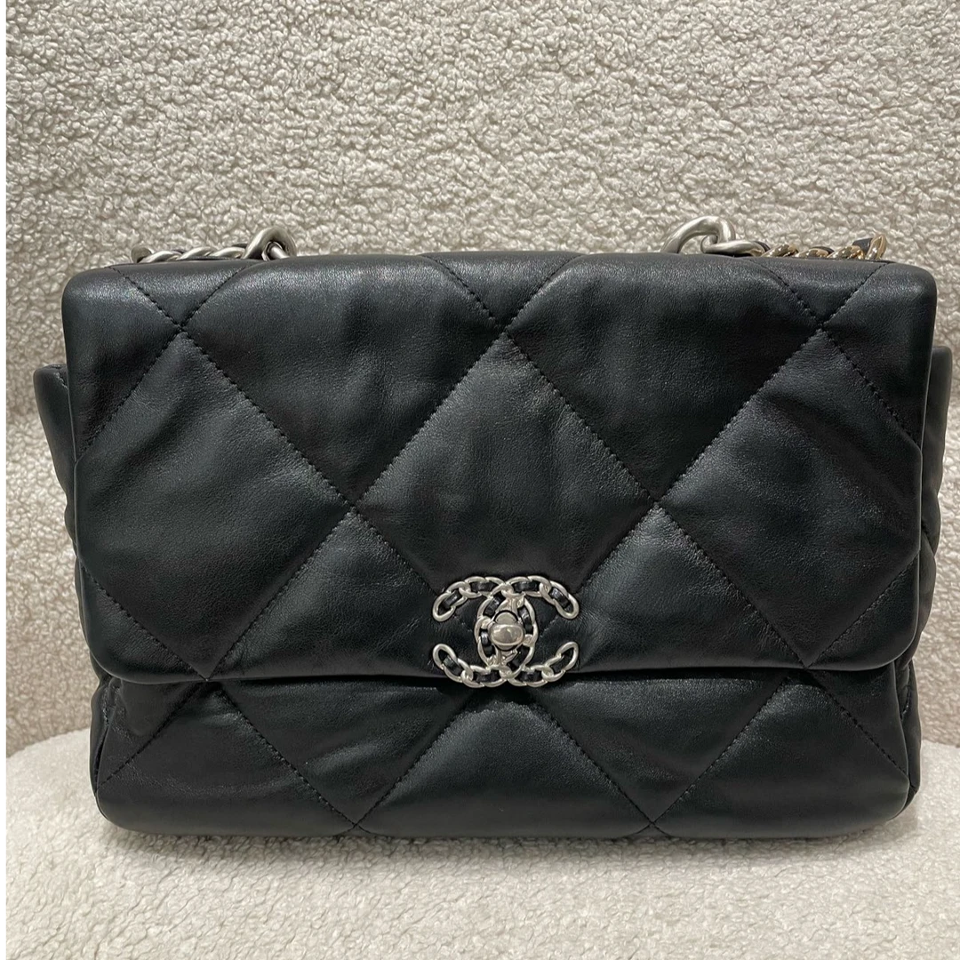99新 Chanel/香奈儿 19BAG黑银中号 芯片款30*20*10