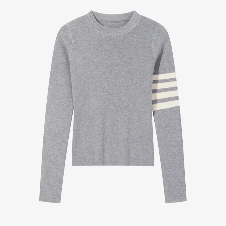 羊城故事-学院风撞色条纹套头针织衫新款设计感打底衫 Y41247684