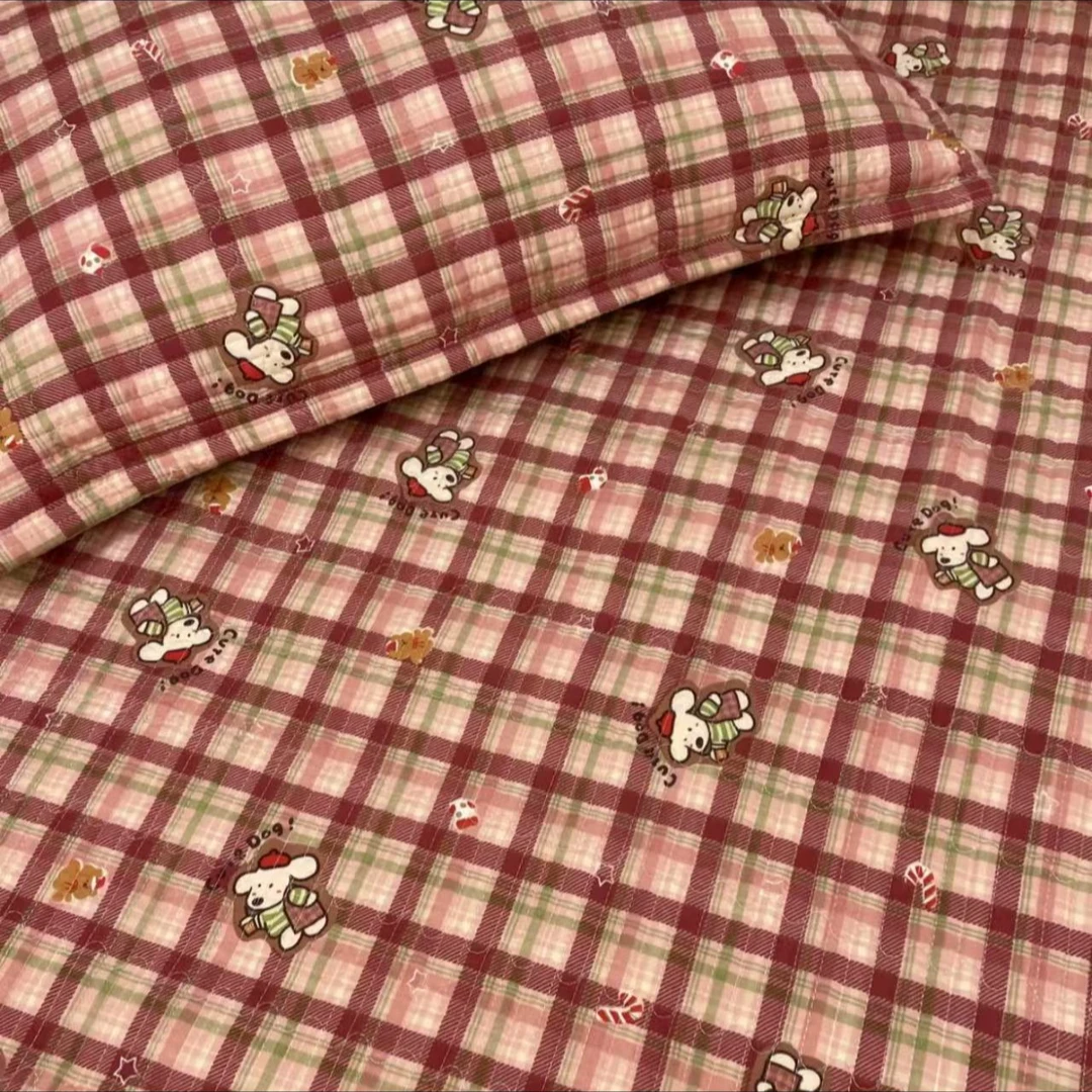 【北奈かわ会社】云纱棉加大透气吸汗枕套 一对 48*74 红帽小熊