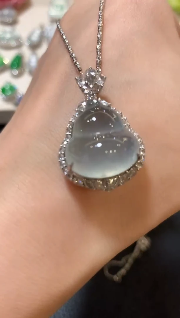 吊坠(不含链)18K金镶嵌翡翠n97