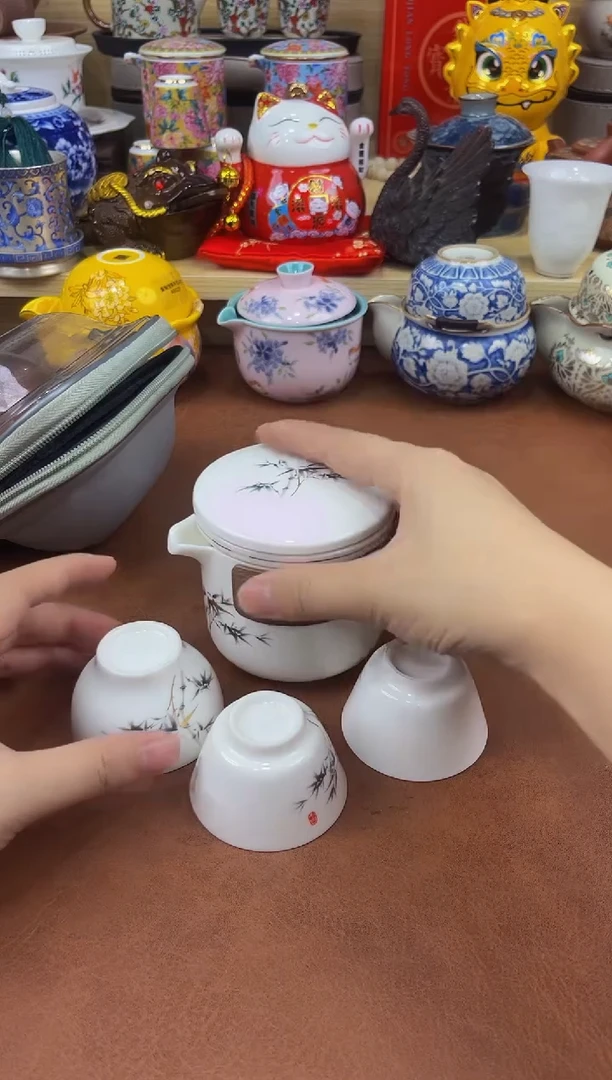 陶瓷茶具摆件旅行套组
