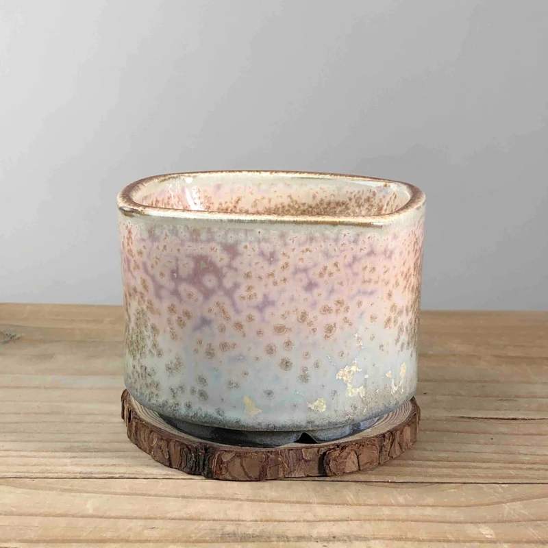 新款景德镇手工拉坯柴烧方形花盆创意复古细闪百搭透气多肉植物盆