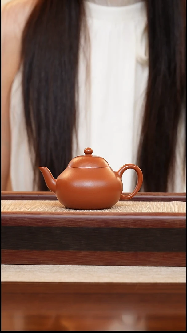 朱泥矮梨130cc宜兴手工紫砂壶